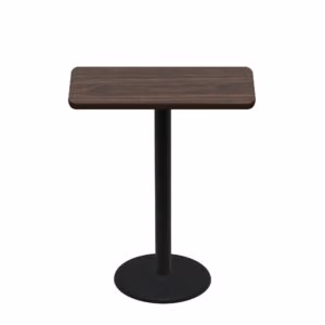 24" x 42" Two-Sided Oak/Walnut Quick Ship Table - Walnut Up + Black Bar Height 22" Disc Base