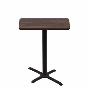 24" x 42" Two-Sided Oak/Walnut Quick Ship Table - Walnut Up + Black Bar Height 22" x 30" Cross Base