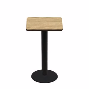 30" x 30" Two-Sided Oak/Walnut Quick Ship Table - Oak Up + Black Bar Height 22" Disc Base
