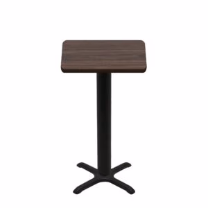 30" x 30" Two-Sided Oak/Walnut Quick Ship Table - Walnut Up + Black Bar Height 22" x 22" Cross Base