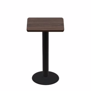 30" x 30" Two-Sided Oak/Walnut Quick Ship Table - Walnut Up + Black Bar Height 22" Disc Base