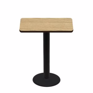 30" x 42" Two-Sided Oak/Walnut Quick Ship Table - Oak Up + Black Bar Height 22" Disc Base