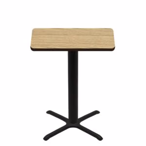 30" x 42" Two-Sided Oak/Walnut Quick Ship Table - Oak Up + Black Bar Height 30" x 30" Cross Base