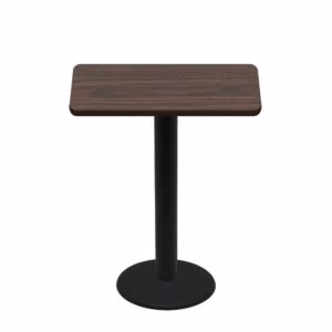 30" x 42" Two-Sided Oak/Walnut Quick Ship Table - Walnut Up + Black Bar Height 22" Disc Base