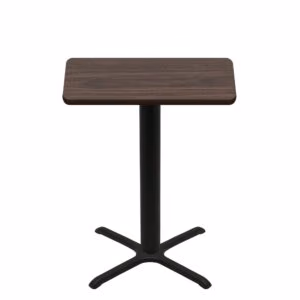 30" x 42" Two-Sided Oak/Walnut Quick Ship Table - Walnut Up + Black Bar Height 30" x 30" Cross Base