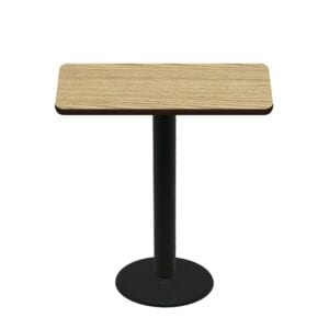 30" x 48" Two-Sided Oak/Walnut Quick Ship Table - Oak Up + Black Bar Height 22" Disc Base