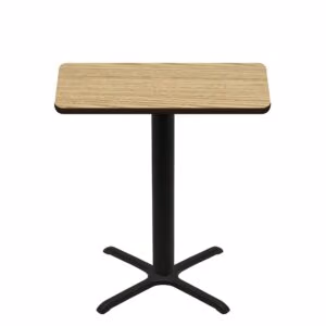 30" x 48" Two-Sided Oak/Walnut Quick Ship Table - Oak Up + Black Bar Height 30" x 30" Cross Base