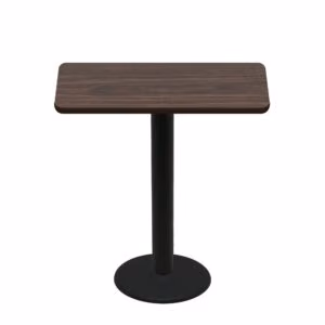 30" x 48" Two-Sided Oak/Walnut Quick Ship Table - Walnut Up + Black Bar Height 22" Disc Base