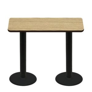 30" x 60" Two-Sided Oak/Walnut Quick Ship Table - Oak Up + (2) Black Bar Height 22" Disc Bases