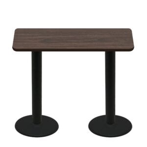 30" x 60" Two-Sided Oak/Walnut Quick Ship Table - Walnut Up + (2) Black Bar Height 22" Disc Bases