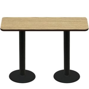 30" x 72" Two-Sided Oak/Walnut Quick Ship Table - Oak Up + (2) Black Bar Height 22" Disc Bases