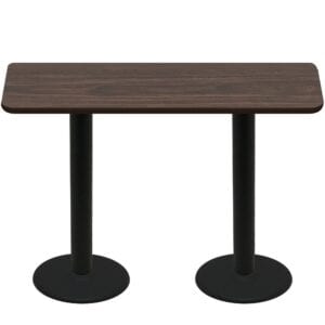 30" x 72" Two-Sided Oak/Walnut Quick Ship Table - Walnut Up + (2) Black Bar Height 22" Disc Bases