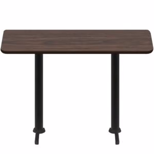30" x 72" Two-Sided Oak/Walnut Quick Ship Table - Walnut Up + (2) Black Bar Height 22" T Bases