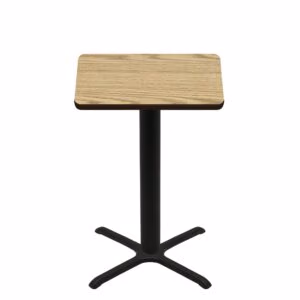 36" x 36" Two-Sided Oak/Walnut Quick Ship Table - Oak Up + Black Bar Height 30" x 30" Cross Base