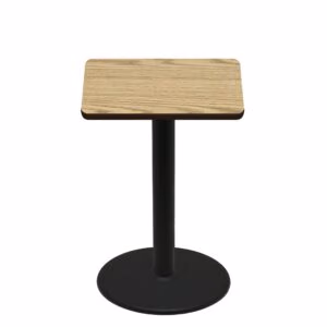 36" x 36" Two-Sided Oak/Walnut Quick Ship Table - Oak Up + Black Bar Height 30" Disc Base