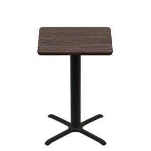 36" x 36" Two-Sided Oak/Walnut Quick Ship Table - Walnut Up + Black Bar Height 30" x 30" Cross Base