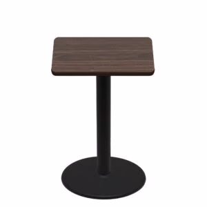 36" x 36" Two-Sided Oak/Walnut Quick Ship Table - Walnut Up + Black Bar Height 30" Disc Base