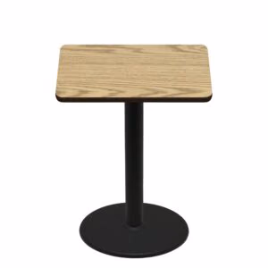 42" x 42" Two-Sided Oak/Walnut Quick Ship Table - Oak Up + Black Bar Height 30" Disc Base