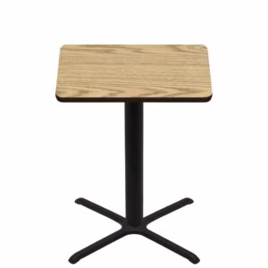 42" x 42" Two-Sided Oak/Walnut Quick Ship Table - Oak Up + Black Bar Height 36" x 36" Cross Base