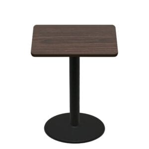 42" x 42" Two-Sided Oak/Walnut Quick Ship Table - Walnut Up + Black Bar Height 30" Disc Base