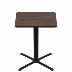 42" x 42" Two-Sided Oak/Walnut Quick Ship Table - Walnut Up + Black Bar Height 36" x 36" Cross Base
