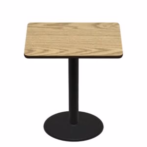 48" x 48" Two-Sided Oak/Walnut Quick Ship Table - Oak Up + Black Bar Height 30" Disc Base