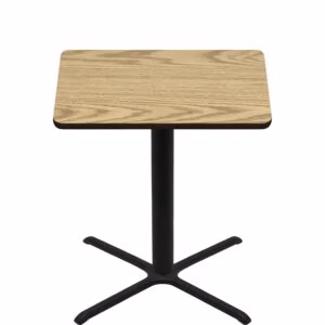 48" x 48" Two-Sided Oak/Walnut Quick Ship Table - Oak Up + Black Bar Height 40" x 40" Cross Base