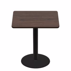48" x 48" Two-Sided Oak/Walnut Quick Ship Table - Walnut Up + Black Bar Height 30" Disc Base