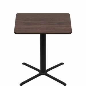 48" x 48" Two-Sided Oak/Walnut Quick Ship Table - Walnut Up + Black Bar Height 40" x 40" Cross Base