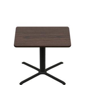 48" x 48" Two-Sided Oak/Walnut Quick Ship Table - Walnut Up + Black Standard Height 40" x 40" Cross Base