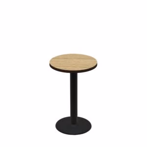 24" Round Two-Sided Oak/Walnut Quick Ship Table - Oak Up + Black Standard Height 18" Disc Base