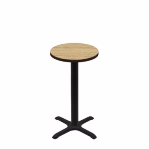 24" Round Two-Sided Oak/Walnut Quick Ship Table - Oak Up + Black Counter Height 22" x 22" Cross Base