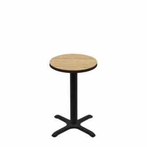 24" Round Two-Sided Oak/Walnut Quick Ship Table - Oak Up + Black Standard Height 22" x 22" Cross Base