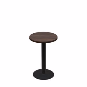 24" Round Two-Sided Oak/Walnut Quick Ship Table - Walnut Up + Black Standard Height 18" Disc Base