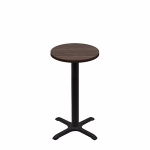 24" Round Two-Sided Oak/Walnut Quick Ship Table - Walnut Up + Black Counter Height 22" x 22" Cross Base