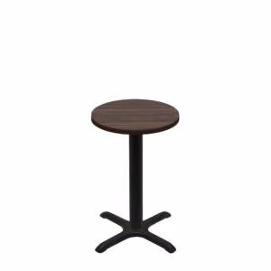 24" Round Two-Sided Oak/Walnut Quick Ship Table - Walnut Up + Black Standard Height 22" x 22" Cross Base