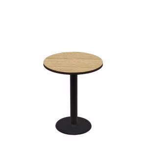 30" Round Two-Sided Oak/Walnut Quick Ship Table - Oak Up + Black Standard Height 18" Disc Base