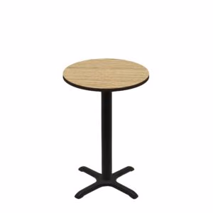 30" Round Two-Sided Oak/Walnut Quick Ship Table - Oak Up + Black Counter Height 22" x 22" Cross Base