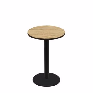 30" Round Two-Sided Oak/Walnut Quick Ship Table - Oak Up + Black Counter Height 22" Disc Base