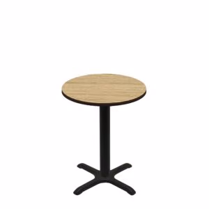 30" Round Two-Sided Oak/Walnut Quick Ship Table - Oak Up + Black Standard Height 22" x 22" Cross Base