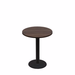 30" Round Two-Sided Oak/Walnut Quick Ship Table - Walnut Up + Black Standard Height 18" Disc Base