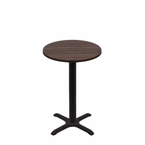 30" Round Two-Sided Oak/Walnut Quick Ship Table - Walnut Up + Black Counter Height 22" x 22" Cross Base