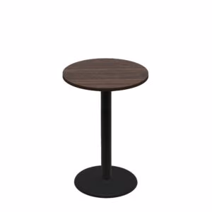 30" Round Two-Sided Oak/Walnut Quick Ship Table - Walnut Up + Black Counter Height 22" Disc Base