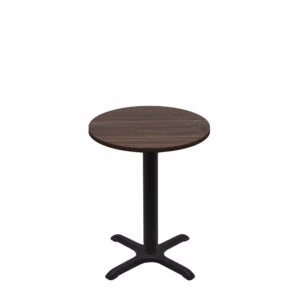30" Round Two-Sided Oak/Walnut Quick Ship Table - Walnut Up + Black Standard Height 22" x 22" Cross Base