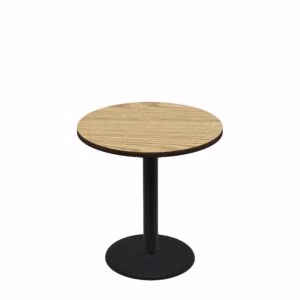 36" Round Two-Sided Oak/Walnut Quick Ship Table - Oak Up + Black Standard Height 22" Disc Base