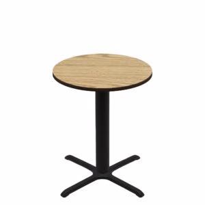 36" Round Two-Sided Oak/Walnut Quick Ship Table - Oak Up + Black Counter Height 30" x 30" Cross Base