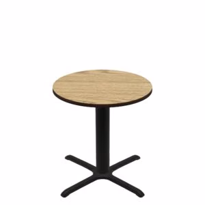 36" Round Two-Sided Oak/Walnut Quick Ship Table - Oak Up + Black Standard Height 30" x 30" Cross Base
