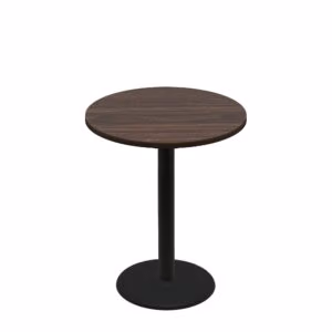 36" Round Two-Sided Oak/Walnut Quick Ship Table - Walnut Up + Black Counter Height 22" Disc Base
