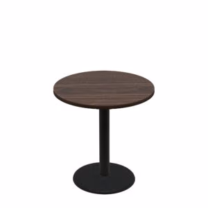 36" Round Two-Sided Oak/Walnut Quick Ship Table - Walnut Up + Black Standard Height 22" Disc Base