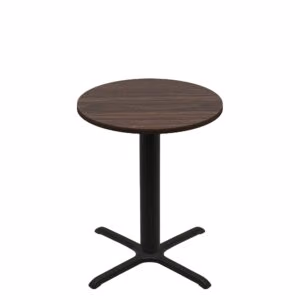 36" Round Two-Sided Oak/Walnut Quick Ship Table - Walnut Up + Black Counter Height 30" x 30" Cross Base